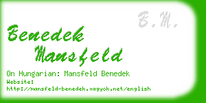 benedek mansfeld business card